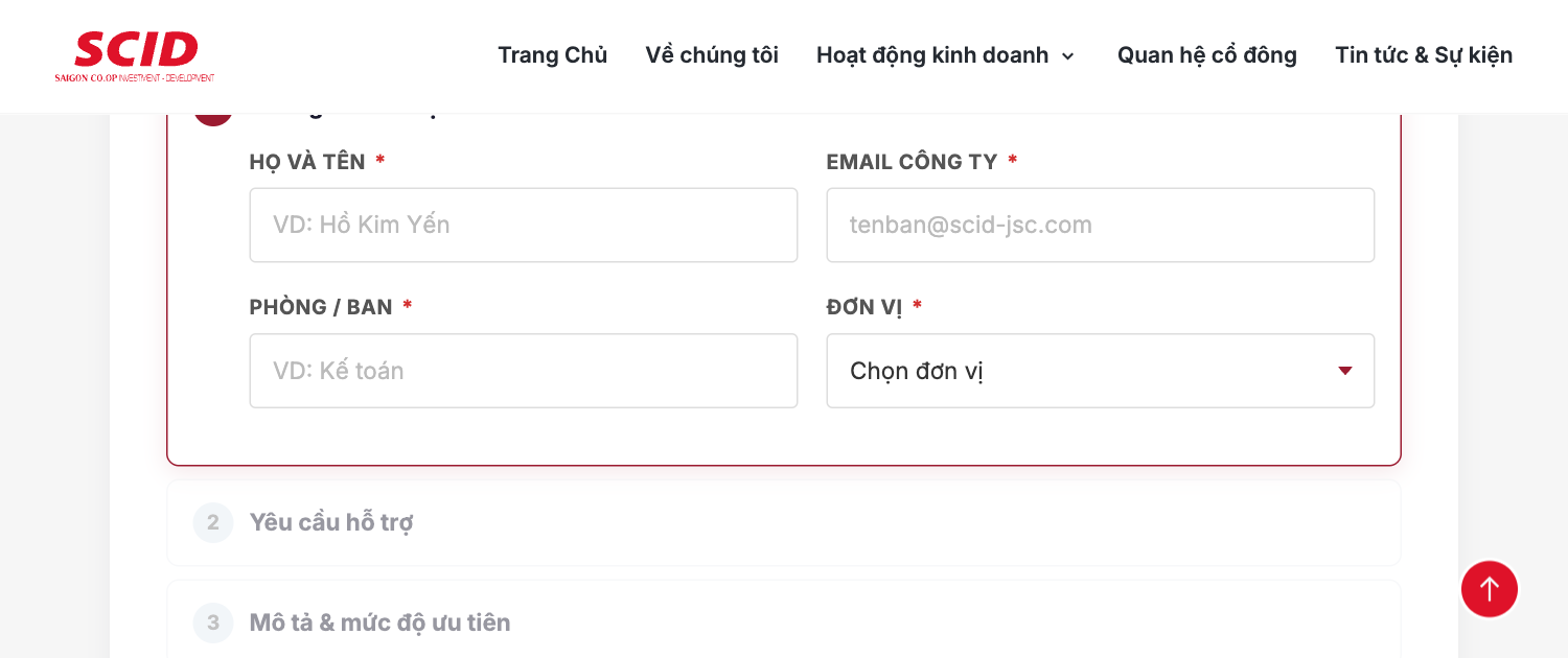 Bước 1 — Form trống