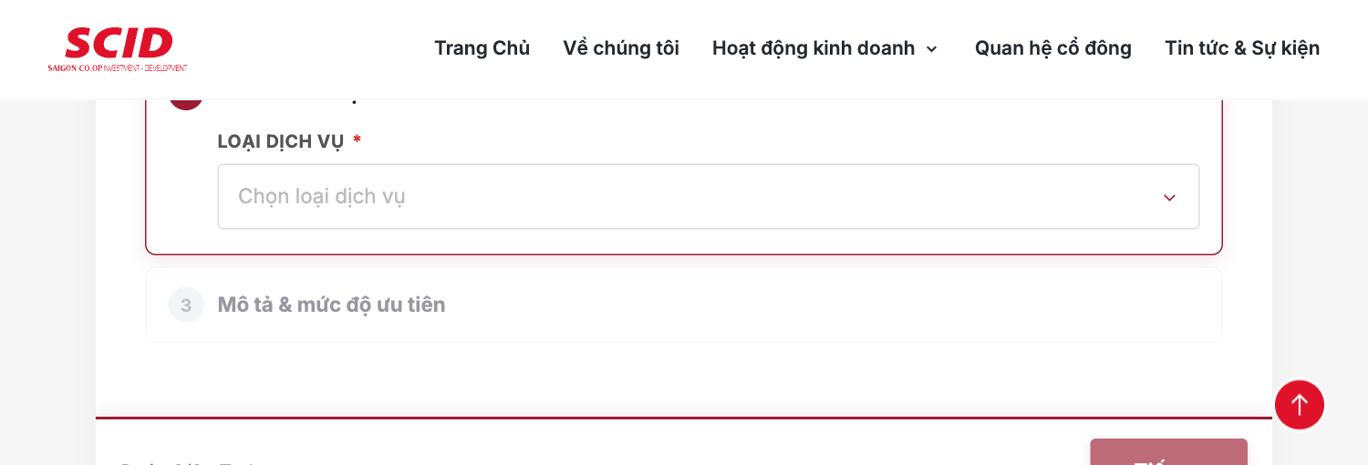Bước 2 — Nút chọn loại dịch vụ