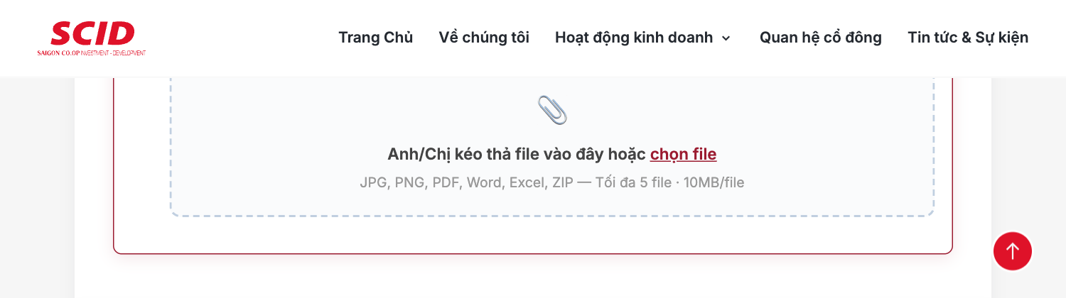 Khu vực đính kèm file